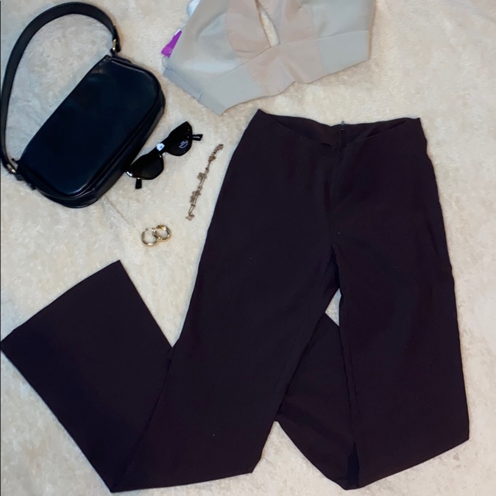 Brown Flared leg zip up Pants
